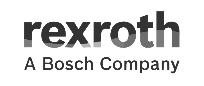 Das Logo von „Rexroth – A Bosch Company“ in fetten, schwarzen Buchstaben auf weißem Hintergrund.
