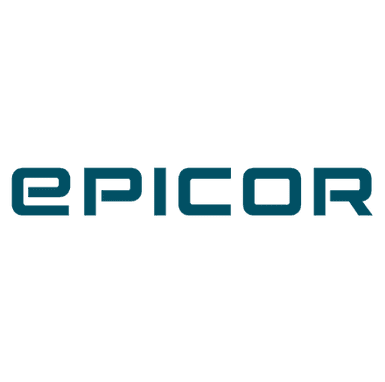 Das Bild zeigt das Wort „EPICOR“ in fetten, modernen, blauen Großbuchstaben auf hellgrauem Hintergrund.
