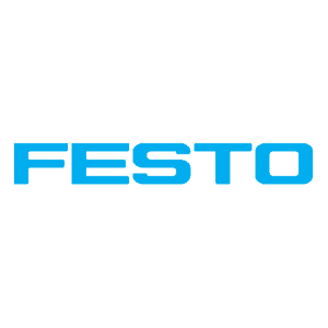 FESTO-Logo in fetten, hellblauen Großbuchstaben auf transparentem Hintergrund.