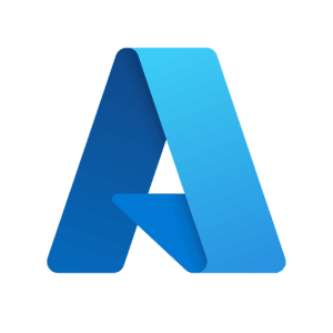 Ein stilisiertes, dreidimensionales blaues A-Logo auf transparentem Hintergrund, das Microsoft Azure darstellt.