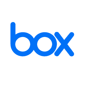 Das Bild zeigt das Box-Logo mit dem Wort Box in kleinen, stilisierten, runden Buchstaben in einem etwas helleren Blauton auf einem einfarbig blauen Hintergrund.