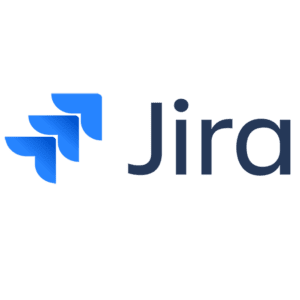 Jira-Logo mit drei blauen gestapelten Chevrons auf der linken Seite und dem Wort Jira in dunkelblauer Schrift auf der rechten Seite.