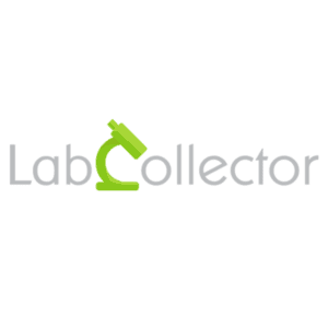 LabCollector-Logo mit dem Wort LabCollector in weißer Schrift; das C ist als hellgrünes Mikroskop stilisiert.