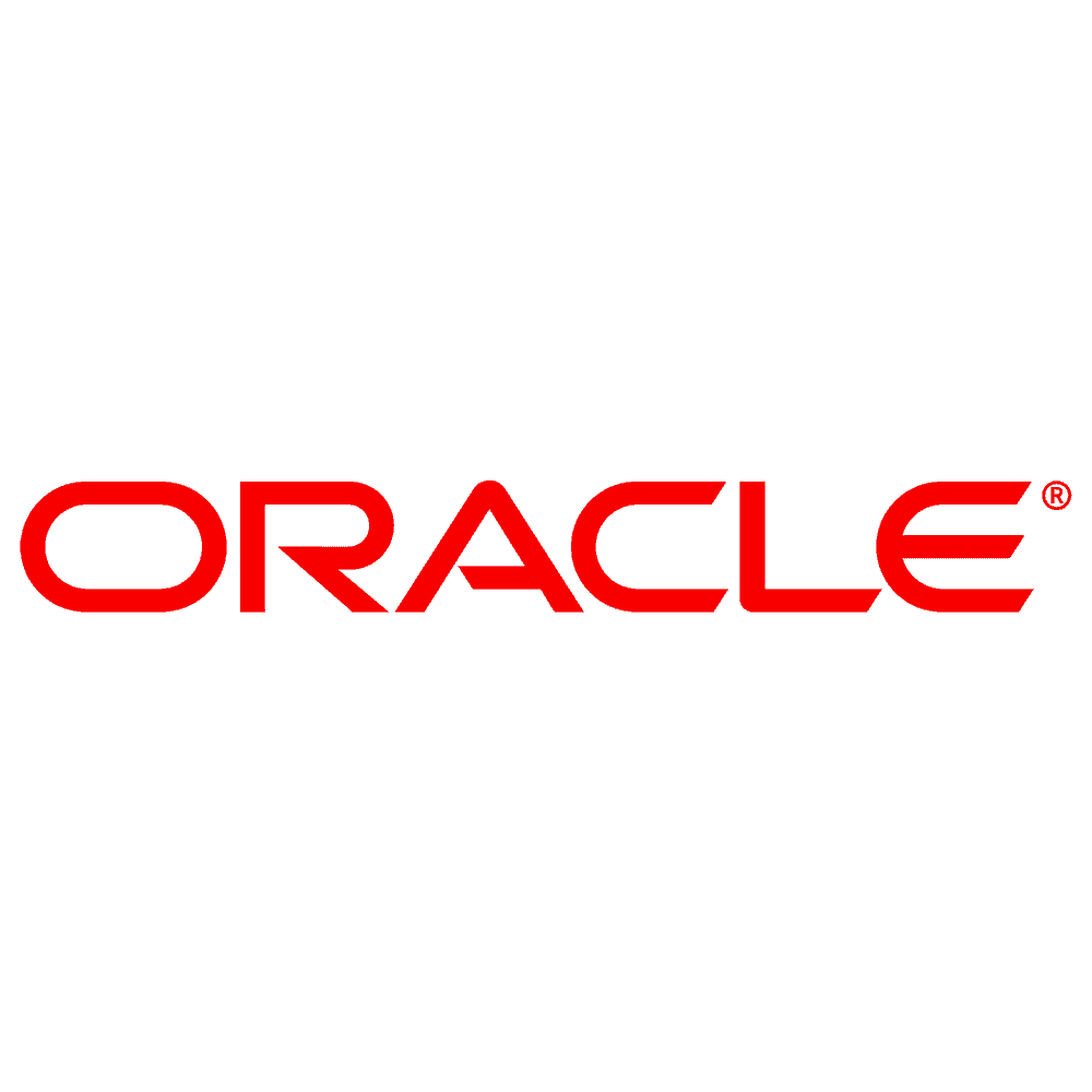 Das Bild zeigt das Wort ORACLE in fetten Großbuchstaben, zentriert auf einem roten Hintergrund. Der Text ist ebenfalls in einem etwas dunkleren Rotton gehalten.