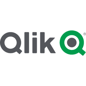 Qlik-Logo mit dem Wort Qlik in grauen Buchstaben und dem Buchstaben Q in Form einer grünen Lupe.
