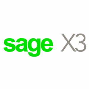 Das Bild zeigt das Sage X3-Logo, mit Sage in fetten grünen Kleinbuchstaben und X3 in grauen Großbuchstaben auf einem transparenten Hintergrund.