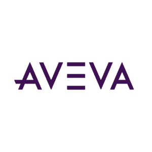 Das Bild zeigt das AVEVA Logo mit dem Markennamen AVEVA in großen, stilisierten, dunklen Buchstaben auf einem transparenten Hintergrund. Das E wird durch drei horizontale Linien dargestellt.