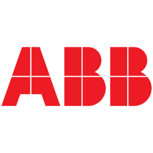 Das Bild zeigt das ABB-Logo mit dem Firmennamen "ABB" in fetten, roten, geometrischen Buchstaben auf weißem Hintergrund.