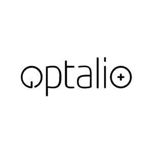 Das Bild zeigt das Wort optalio in schwarzen Kleinbuchstaben. Das o am Anfang ähnelt dem Symbol einer Einschalttaste, und das o am Ende enthält ein kleines Pluszeichen. Der Hintergrund ist transparent.