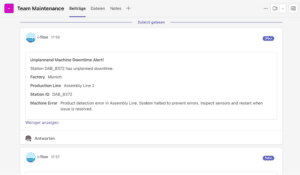 Maschinen Alert in Microsoft Teams über i-flow