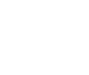 White text on a light gray background reads FORTUNE 500. FORTUNE is at the top in large capital letters, and 500 is centered below in an even larger, bold font.