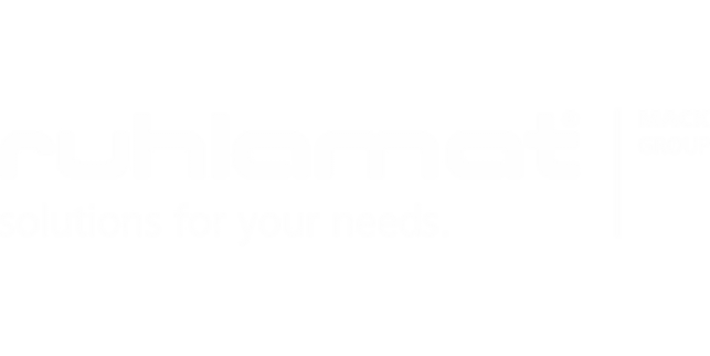 Auf hellgrauem Hintergrund ist in verblasstem weißem Text die Aufschrift „ruhlamat – Lösungen für Ihre Bedürfnisse“ zu lesen, rechts davon befindet sich zusätzlicher, kleinerer und weniger gut lesbarer Text.