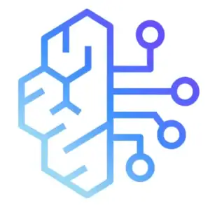 Stylized blue gradient icon of a brain on the left, with circuit-like lines and circles extending from the right, symbolizing artificial intelligence and technology integration.